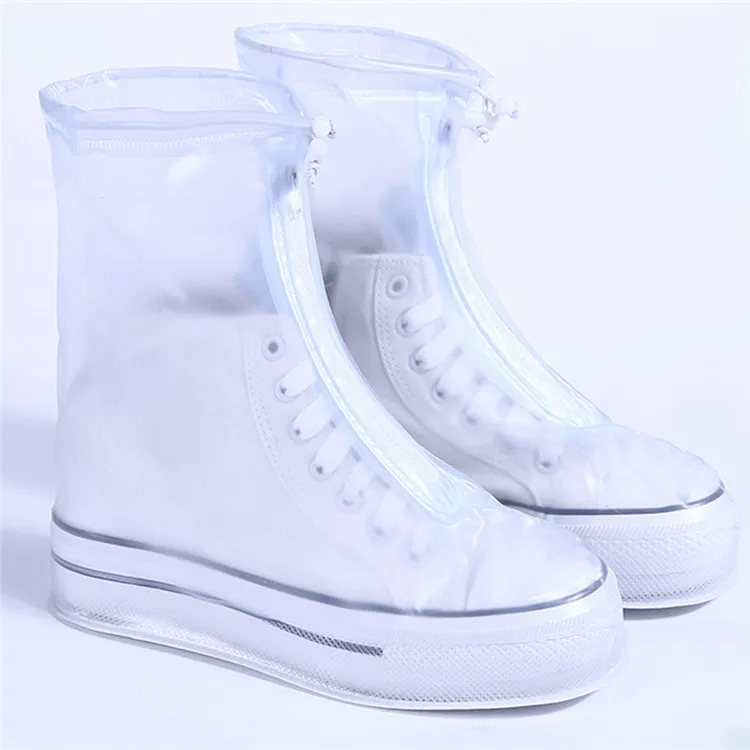 Водонепроницаемый чехол для обуви Нескользящая резиновая подошва галоши многоразовые дождевые снегоступы чехол для мужчин и женщин - Цвет: Белый