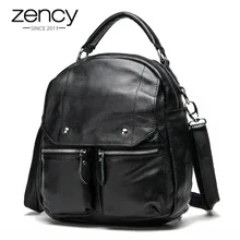 Zency 100% Genuine Leather Multifunction Vintage Women Backpack Casual Ladies Travel Bag Schoolbags For Girls Mochila femenina