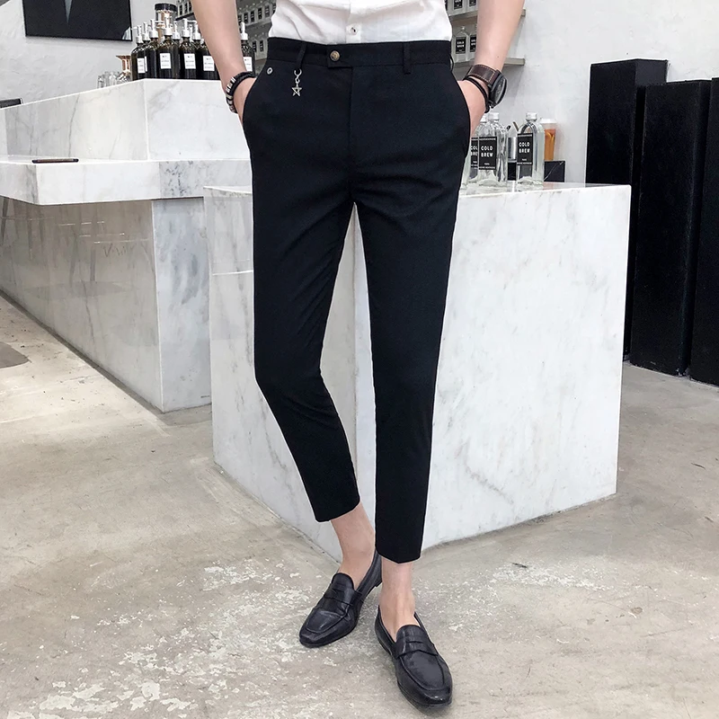 2018 Summer New Slim Cone Gentleman Stripe Feet Nine Business Casual Pants Personality Fashion Classic Influx Urban Hair Stylist 2018 Summer New Slim Cone Gentleman Stripe Feet Nine Business Casual Pants Personality Fashion Classic Influx Urban Hair Stylist