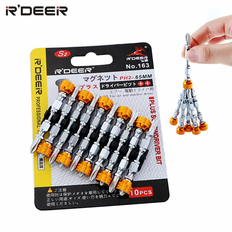10pcs Strong Magnetic Bit Set 65mm Phillips S2 Double Head Screw Driver With Magnet Ring Ph2 Hex Shank Electric Screwdriver Bits Screwdriver Aliexpress