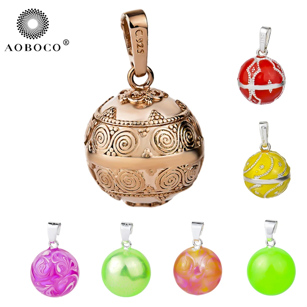 

AOBOCO 20mm Flower Mexican Bola Bell Angel Sound Ball Pendant for Pregnancy Women Vintage Fashion Jewelry