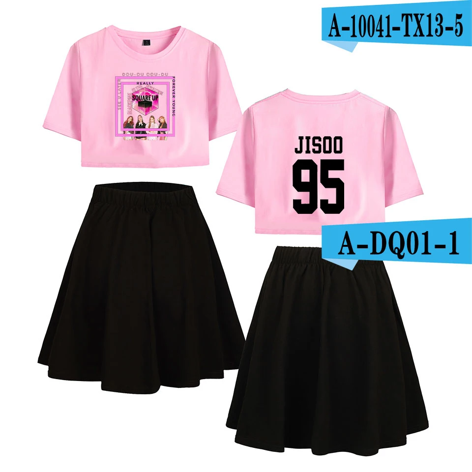 Frdun/костюм с короткой юбкой в черно-розовом цвете костюм из футболки с короткими рукавами и короткой юбки в стиле Харадзюку повседневный комплект из двух предметов в консервативном стиле для девочек - Цвет: Style7