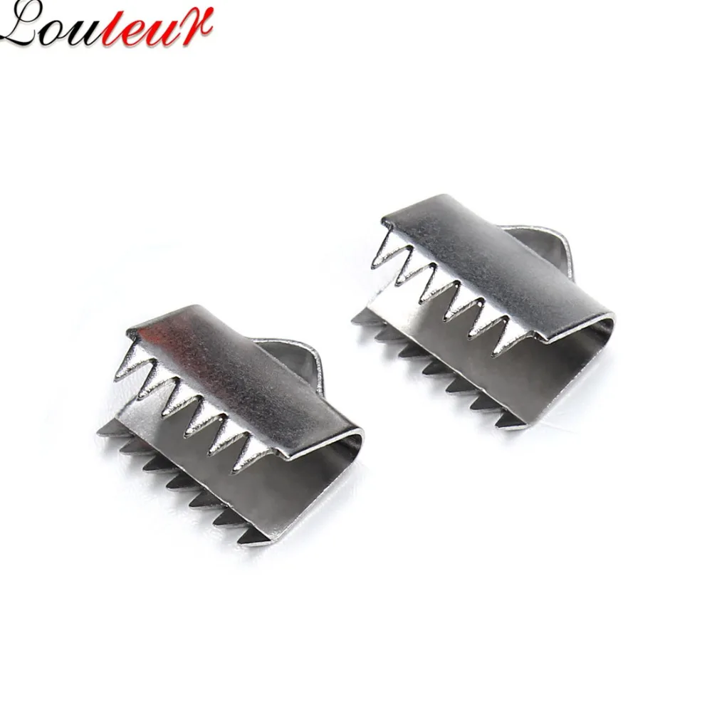LOULEUR 100pcs 4sizes Silver Color Stainless Steel Fastener Clasps Fit