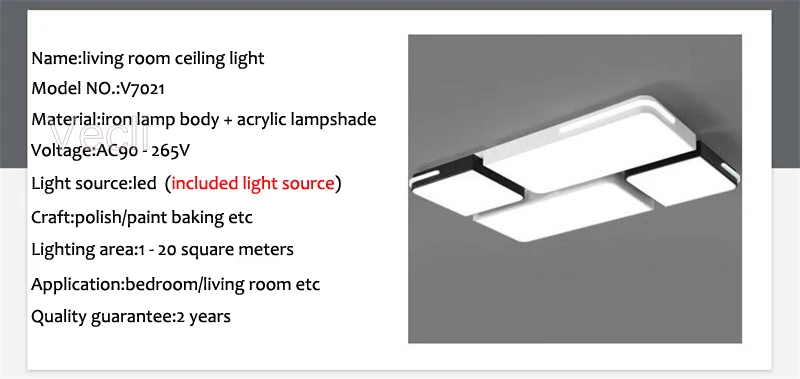 Современный Железный черно-белый светодиодный квадратный прямоугольный 110 В 220 В потолочный светильник для спальни геометрический светильник для дома и спальни