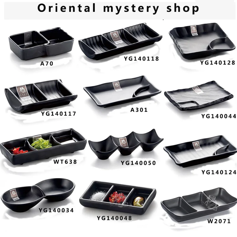 Imitation porcelain Japanese sushi bar plates grind arenaceous black