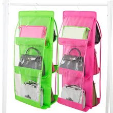 Двухсторонняя прозрачная 6 карманная Складная подвесная Сумочка Кошелек хранилище сумка Sundry аккуратный органайзер для одежды вешалка для шкафа