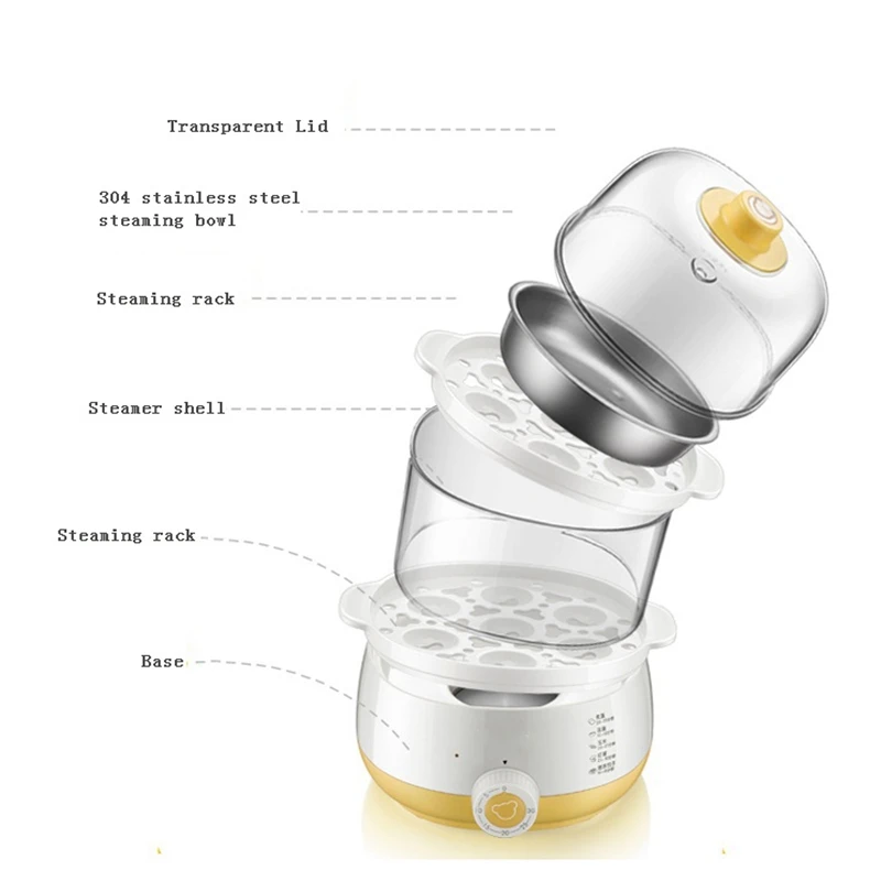 DMWD, 2 слоя, большая емкость, электрическая яйцеварка, бойлер для домашнего завтрака, машина для подогрева пищи, пароварка, бутылочка для кормления, дезинфекция