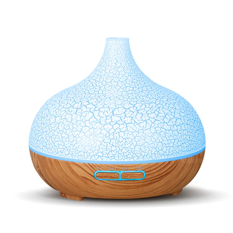 

Ultrasonic Air Humidifier 400 ML Aroma Essential Oil Diffuser with Wood Grain 7 Color Changing LED Lights for Living Room