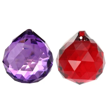 

2 PCS 30mm Crystal Ball Prisms Purple & Red