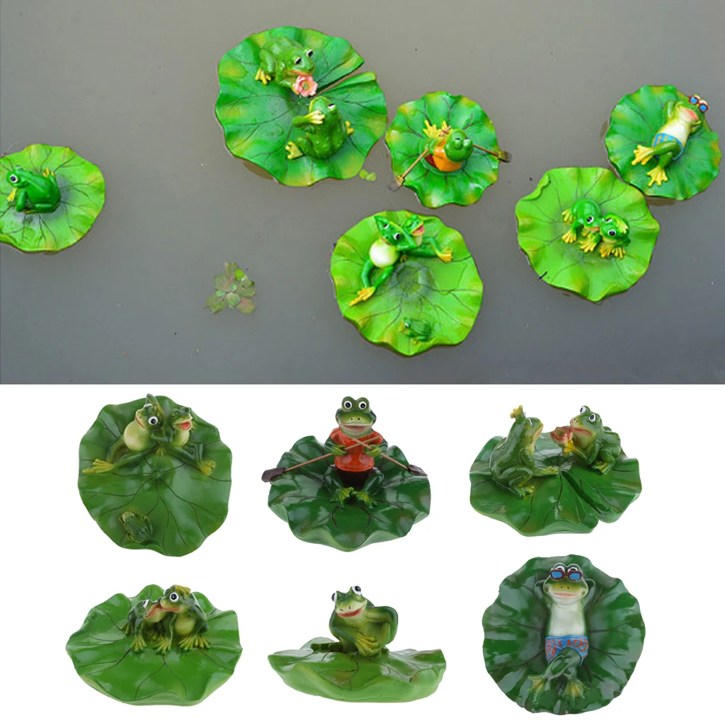 Various Swimming Pool Floating Pond Lily Lotus Leaf Frog Green Plant Bathtub Toys Summer Decor Outdoor Patio Pond Decorations