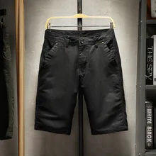 Мужские короткие брюки с карманами повседневные однотонные Классический прямой крой брюки джинсы