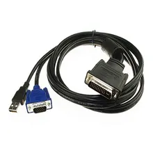 Новые DVI M1-DA (30 + 5) pin мужчинами 15Pin VGA + USB адаптер Соединительный кабель для проектора
