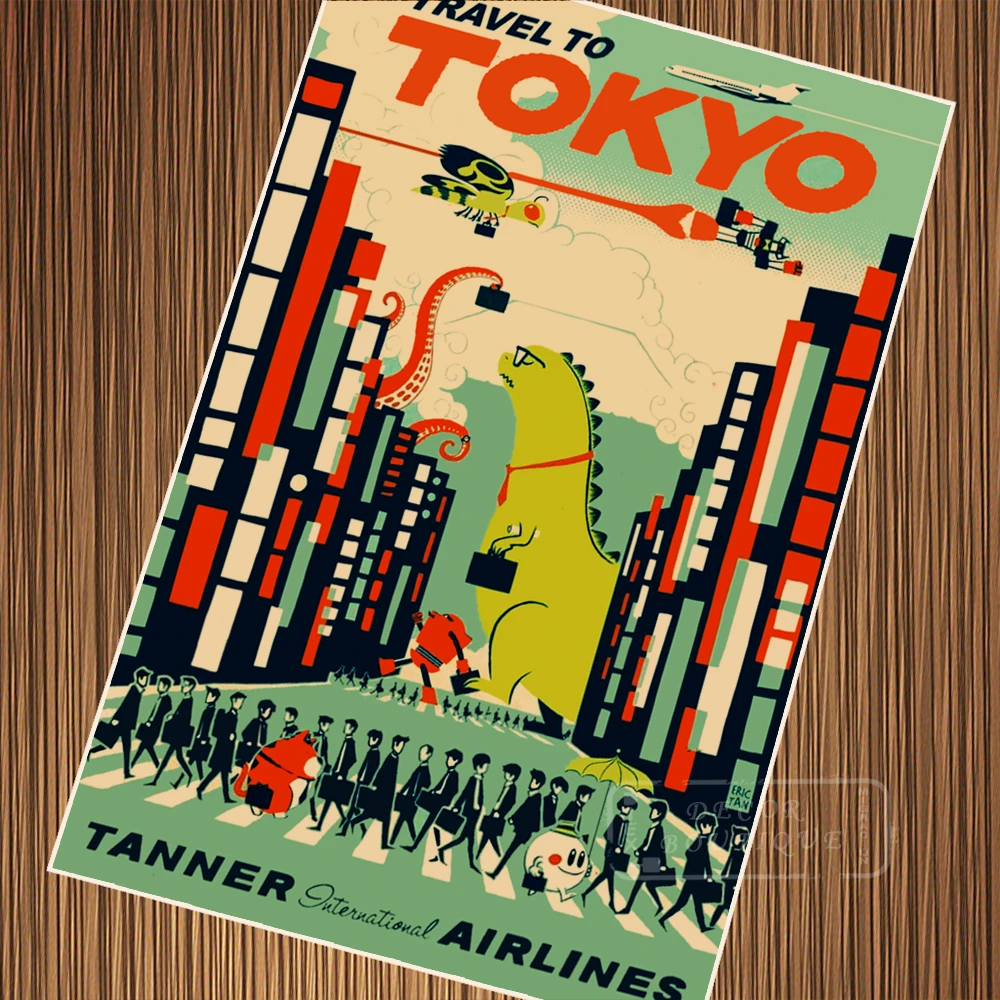 タナー国際航空東京旅行ツアーレトロなキャンバスdiy壁紙ポスター家の装飾のギフト Vintage Poster Paper Posterposters Posters Aliexpress
