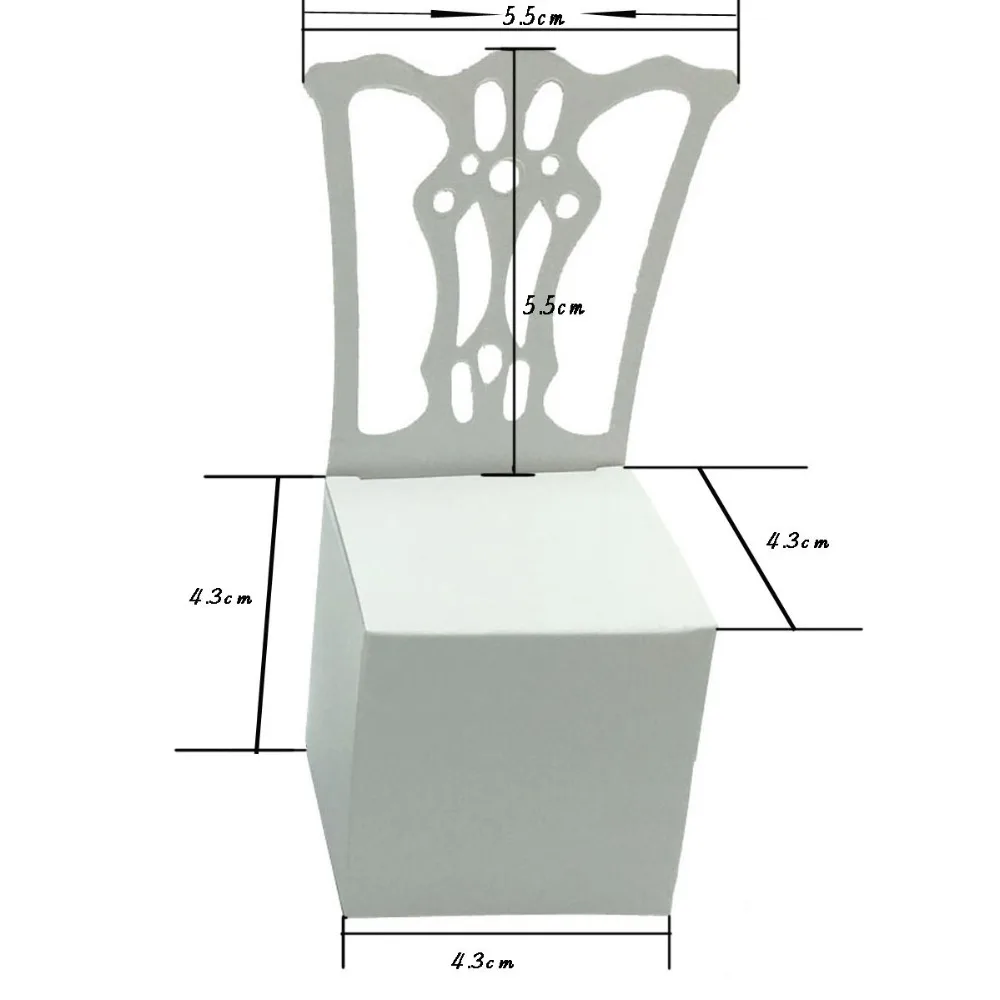 OurDecor 50 шт. стул Форма Место Держатель для карт свадебные конфеты коробка подарок любимые коробки Свадебная бонбоньерка вечерние принадлежности