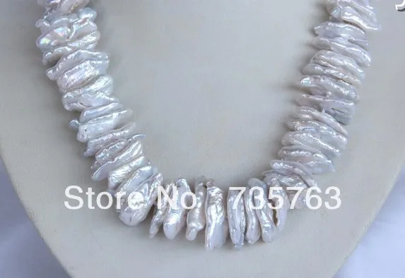

xiuli 00486 stunning big 28mm baroque white biwa freshwater cultured pearl necklace