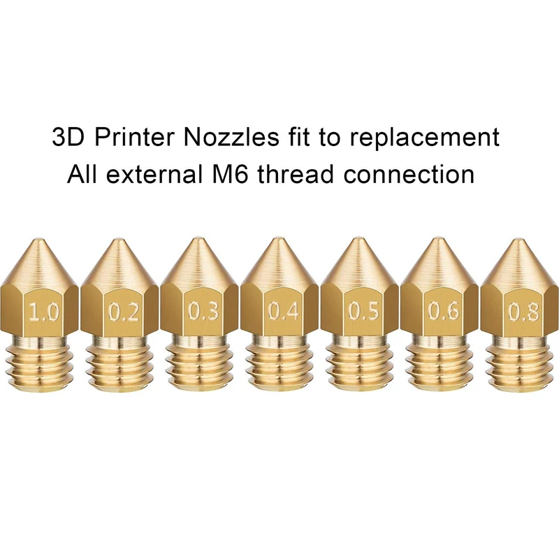 MK7 MK8 فوهة 0.4 مللي متر 0.3 مللي متر 0.2 مللي متر 0.5 مللي متر النحاس 3D الطابعات أجزاء الطارد الخيوط 1.75 مللي متر 3.0 مللي متر خيوط رئيس فوهات النحاس جزء