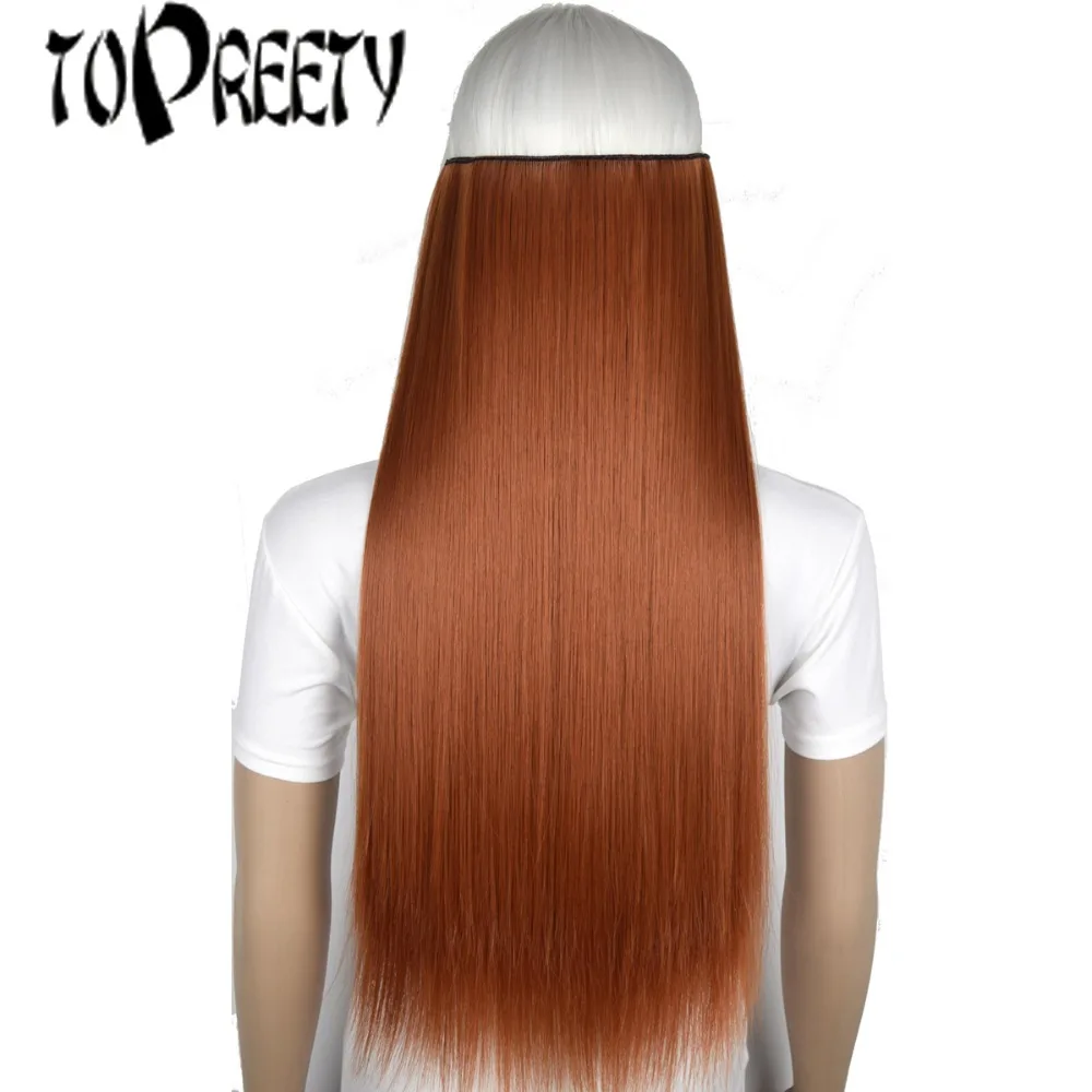 

TOPREETY Heat Resistant Synthetic 28" 70cm 130gr Silky Straight 5 clips on clip in hair Extensions 5016