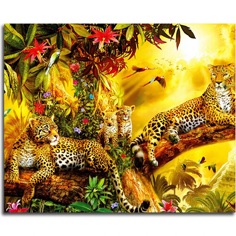 DIY Cheetah Diamond Square Rhinestone Mosaic Animal Diamond Painting