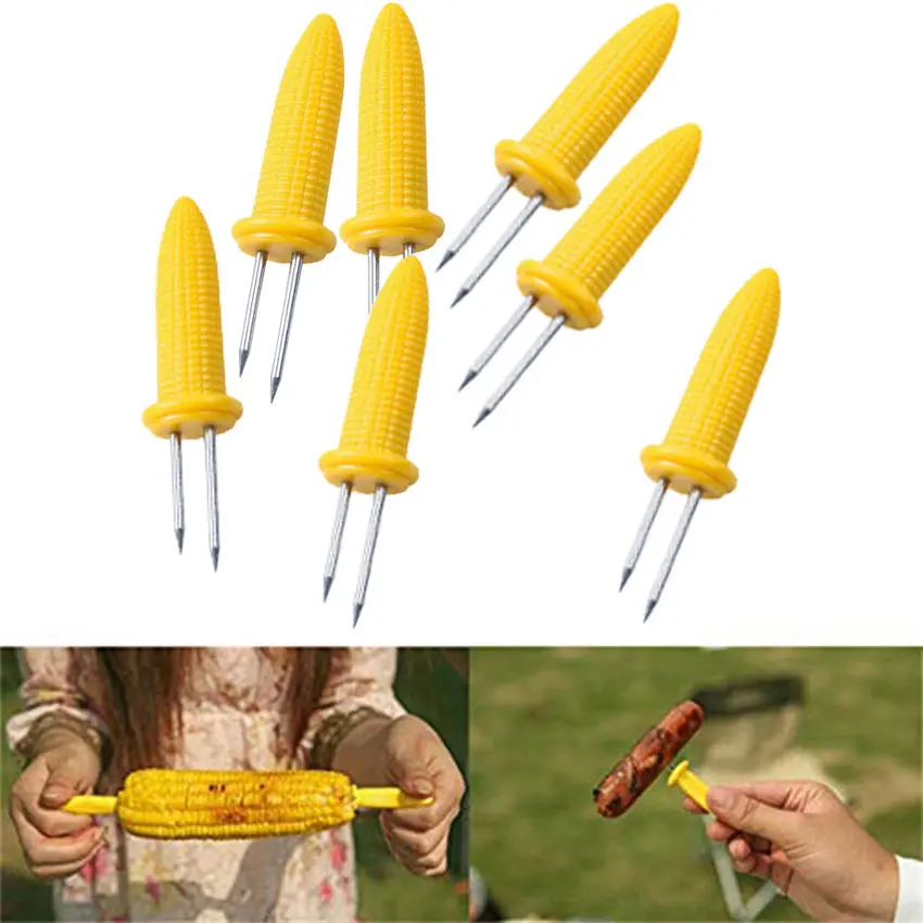 Barbecue Corn Holders Safe Stainless Steel Corn on the Cob Holders Skewers Needle Prongs For BBQ