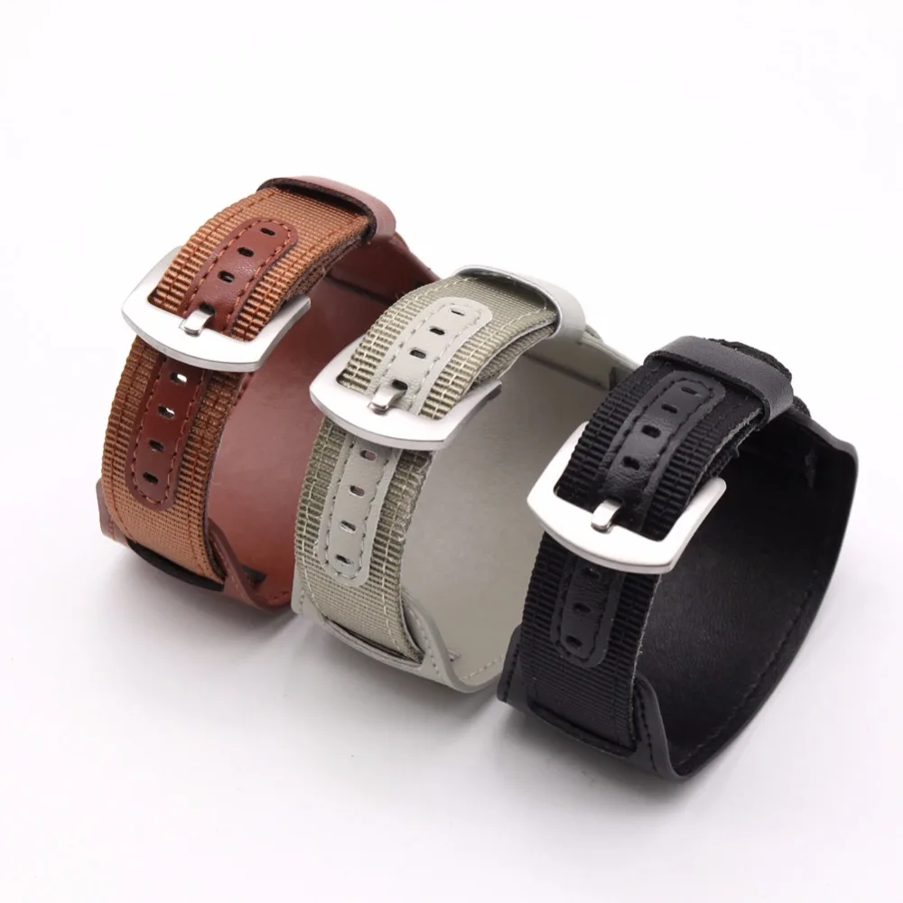

BUMVOR Nylon Watchband Leather Strap 18mm 20mm 22mm 24mm Stainless Steel Watch Accessories for Men Woman