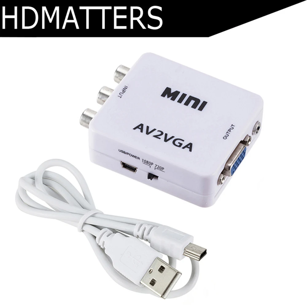 

HDmatters AV to VGA audio&video converter 3RCA composite AV to VGA+stereo audio converter for AV to VGA display conversion