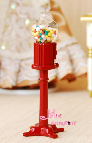 

Dollhouse Miniature Glass Colorful Candy Vending Machine FS18