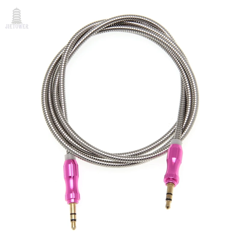 100pcs Aux Cable Speaker Wire 3 5mm Jack sliver ring matel Audio Cable For Car Headphone Adapter Jack 3 5 mm Cable For MP3 MP4