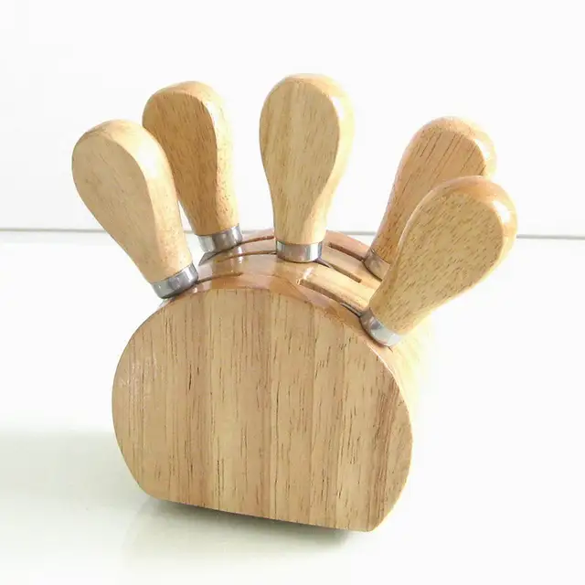 Free shipping wood handle cheese knife set cheese straight cutter hard cheese knife with holder