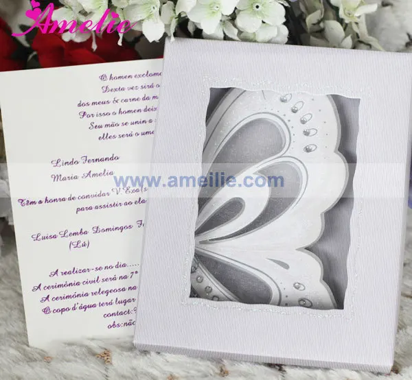 50pcs lot white color unique wedding card invitation diy butterfly scroll for invitation