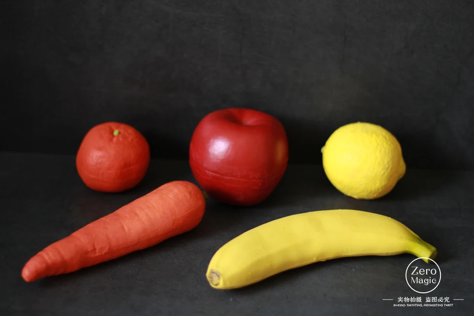 Фокусы, трюк реквизит Иллюзия резиновые искусственный банан/Apple/лимон/оранжевый/Морковь из пустой руки имитация исчезающих появляться