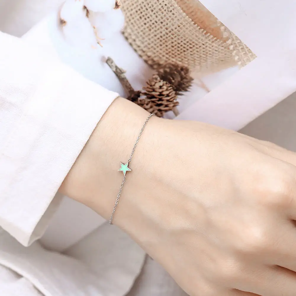 charm chain link bracelets bangles for women friendship braclet hand chain female girls stainless steel heart silver (2)