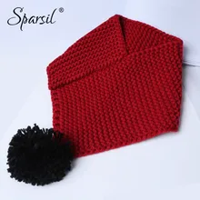 Sparsil/Детские зимние милые шерстяные вязаные шарфы с кольцами хит, цветной вязаный шар, детская мягкая для шеи, теплый вязаный шарф для мальчиков и девочек