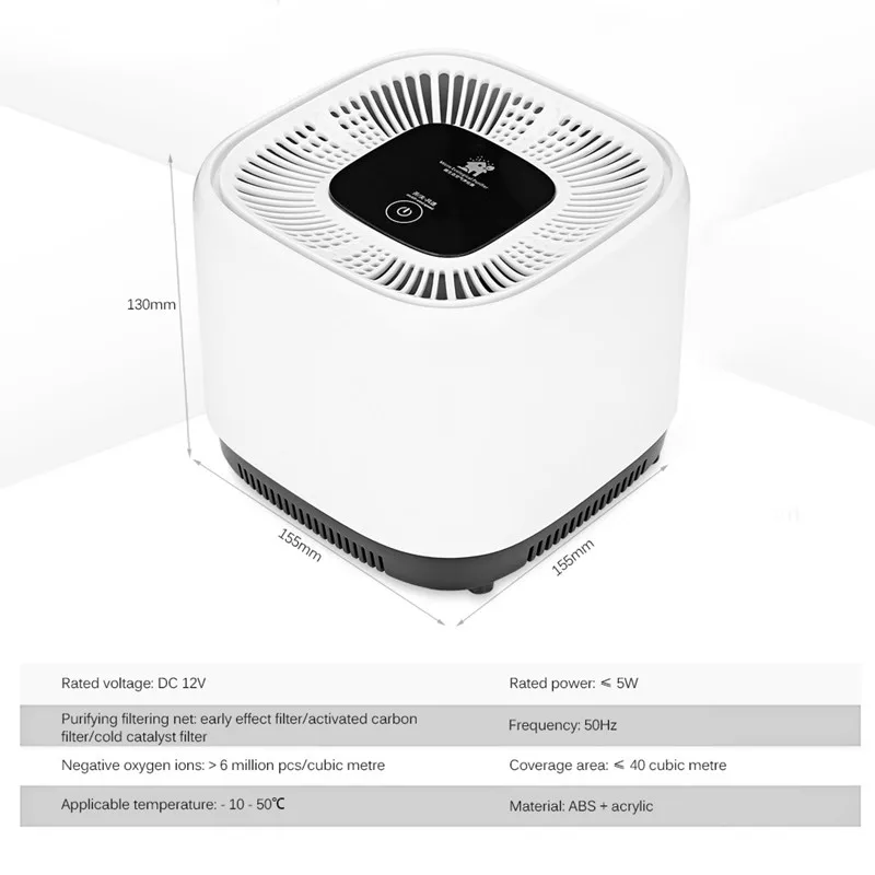 Портативный мини DC12V Воздухоочистители/чистого рабочего стола анион стерилизации 3-Слои фильтрации Удаления Сигаретного Дыма запах бактерий