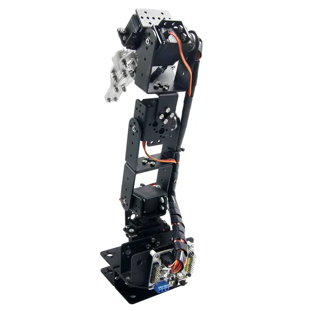 US $119 1 15% OFF|LoBot 3U Robot Arm 6 DOF Aluminium Clamp Claw Mount kit Mechanical Robotic Arm & 6PCS Servos & 32CH Controller-in Action & Toy