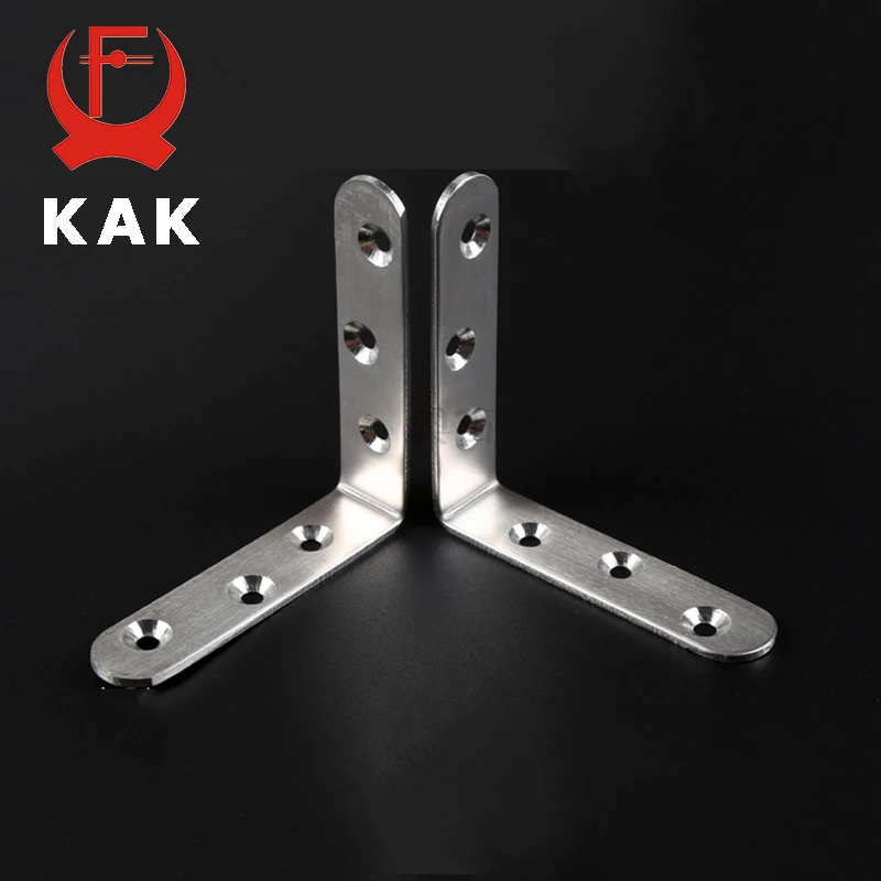 Stainless Steel Corner Brackets 10PCS Stainless Steel Angle Corner Brackets Fasteners Protector Seven Size Corner Stand Supporting Furniture Hardware