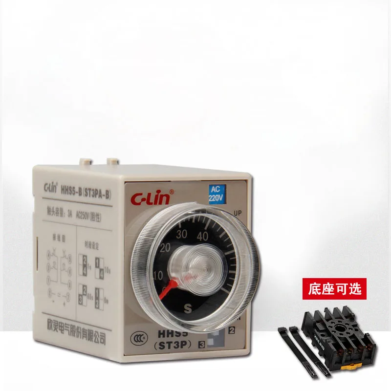 

HHS5-B time relay, ST3PA-B, JSZ3A-B, delay 1S 10S 60S 6M, with base, DC relay