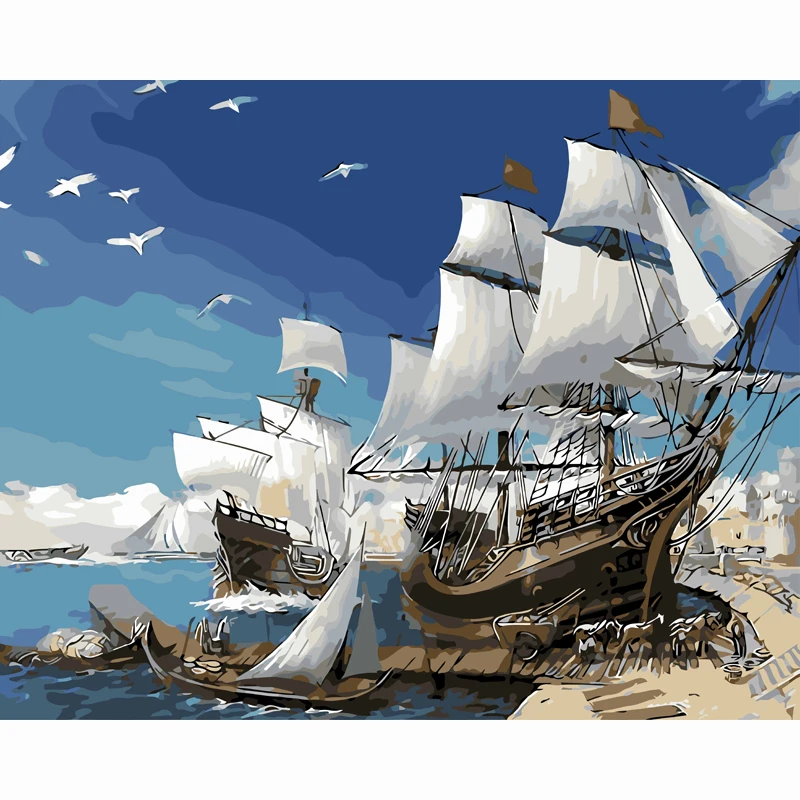 sailing boat painting by numbers picture diy digital oil painting gift paint by number kits gift