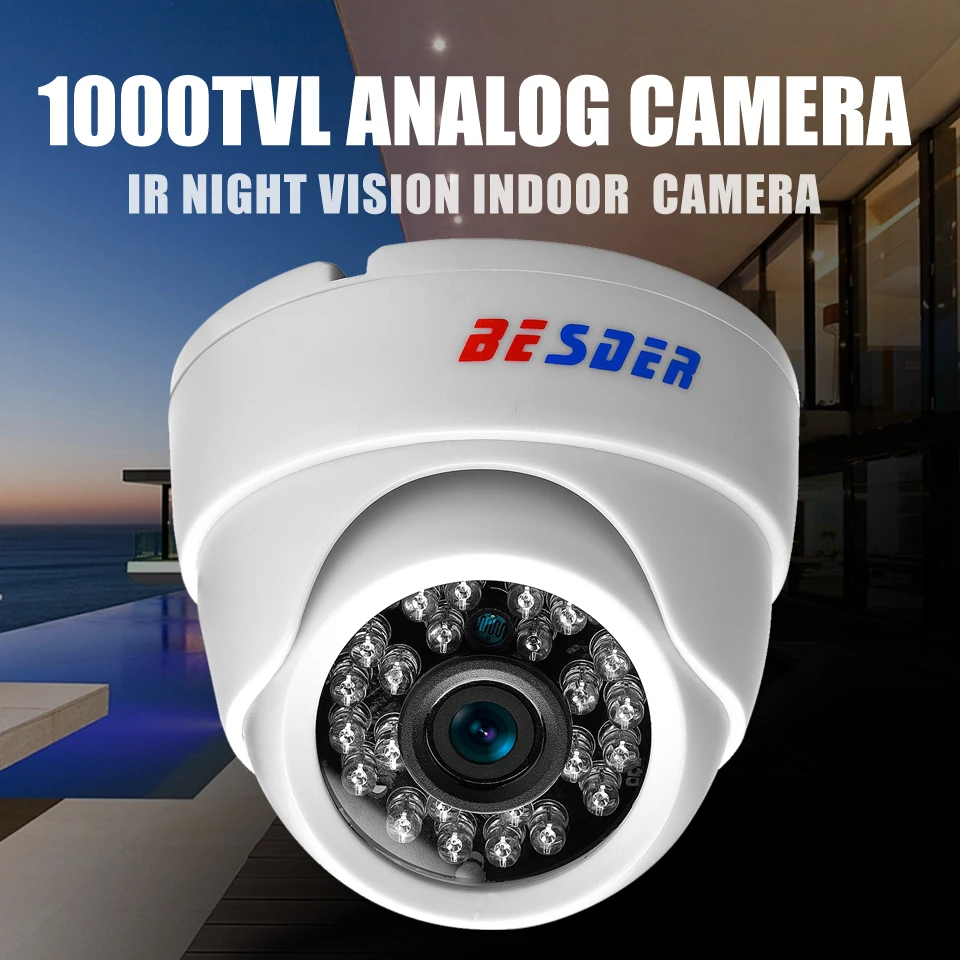 24 шт. светодиоды ночного видения 1/" PC1099 CMOS 1000TVL ABS пластик купол для внутреннего наблюдения CCTV аналоговая камера с 3,6 мм фиксированным объективом