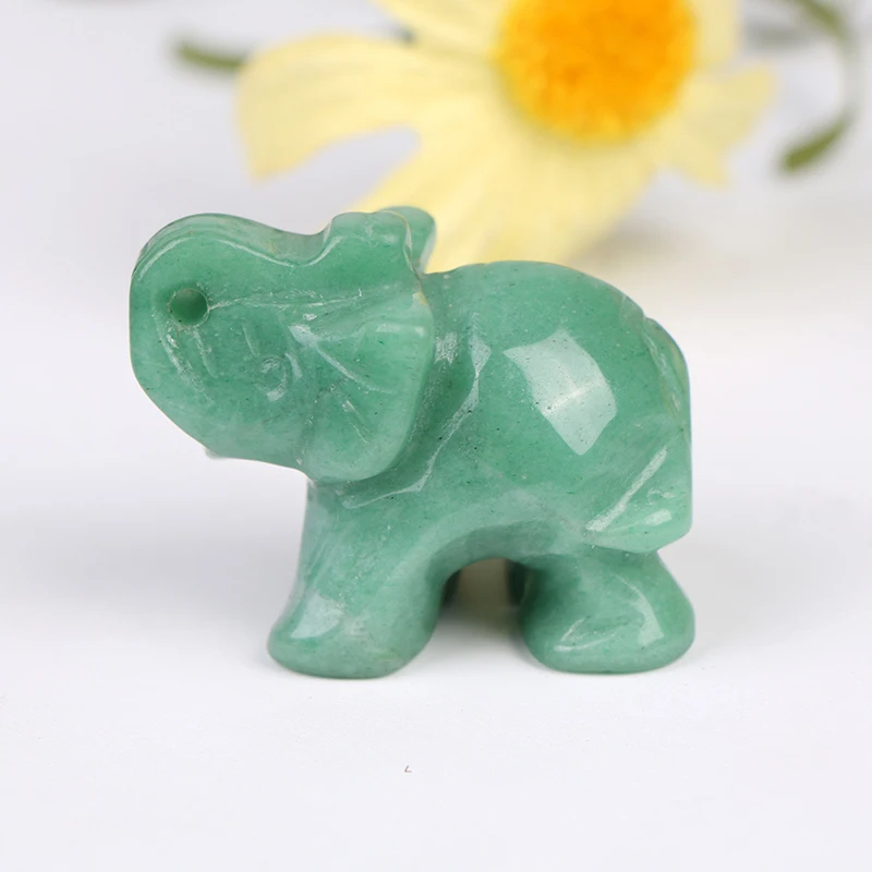 

Lucky Elephant Figurine Jade Stone Chakra Stones Healing Feng Shui Statue Gemstone Natural Hand Carved Green Aventurine