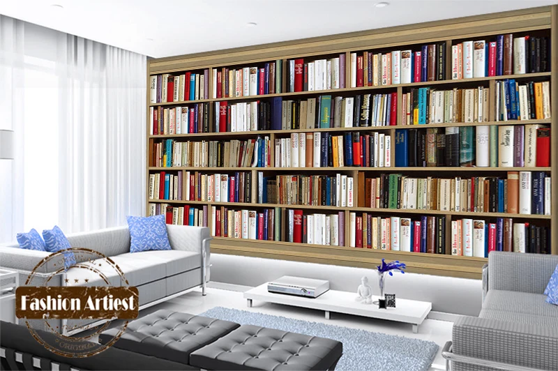 Us 2099 Personalizzato Moderno Libro 3d Carta Da Parati Murale Scaffale Libreria Libro Armadio Camera Da Letto Divano Tv Salone Bar Caffetteria