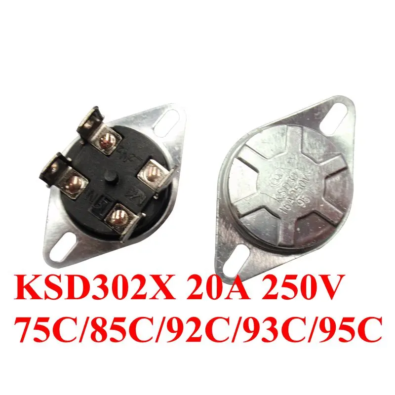 1 шт. KSD302/KSD302X/KSD302T 75C/85C/92C/93C/95C 20A градусный ручной сброс температуры терморегулятор