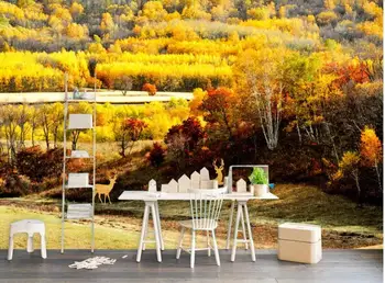 

Nordic hand-painted forest reindeer landscape bedroom living room sofa background wallpaper mural