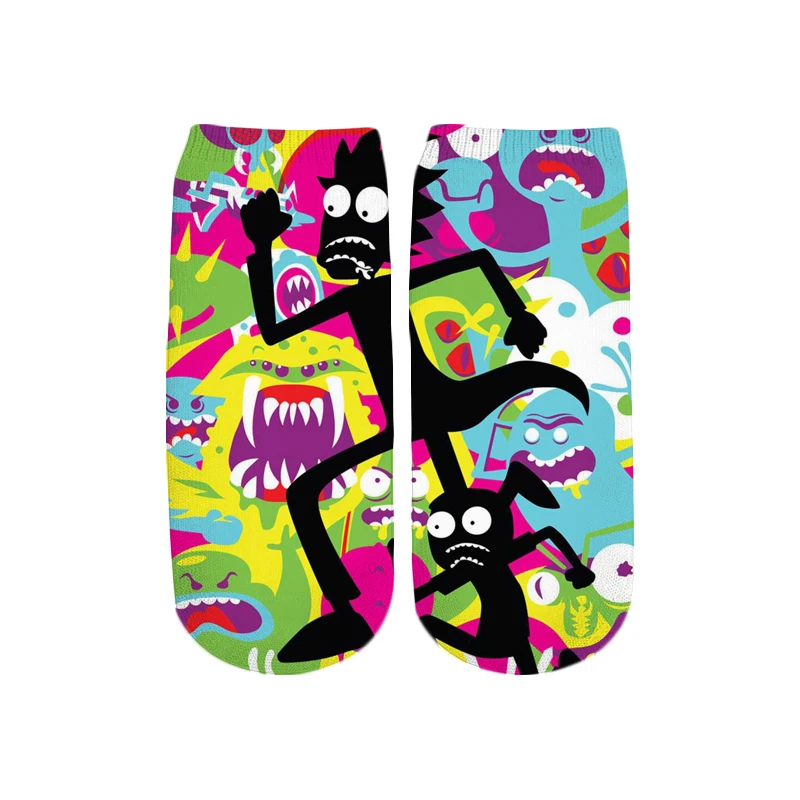 PLstar Cosmos/Новинка года; милые хлопковые короткие носки с 3D принтом с рисунком Рика и Морти для мужчин и женщин; корейские носки в стиле Харадзюку; WZ011