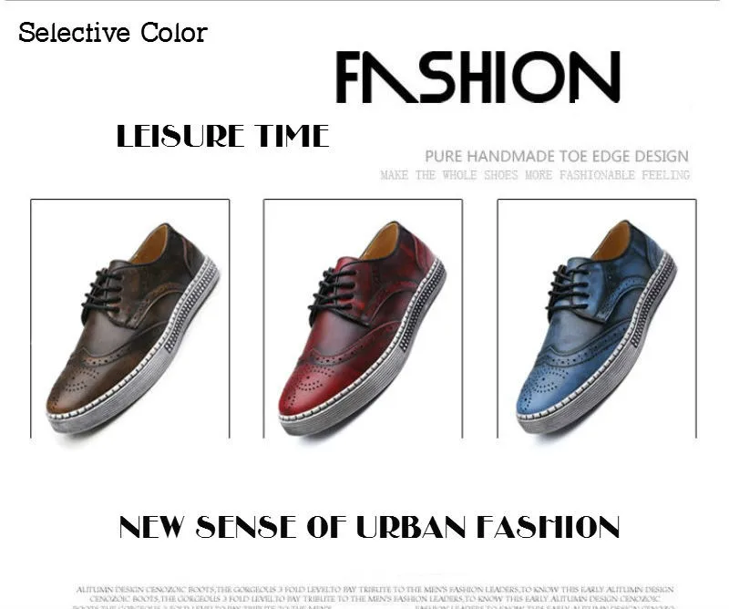 BIMUDUIYU Spring Autumn New Trendy Shoes Quality Genuine Leather Soft Casual Gentleman Brogue Style Men's Shoes 38-48 Large size 12