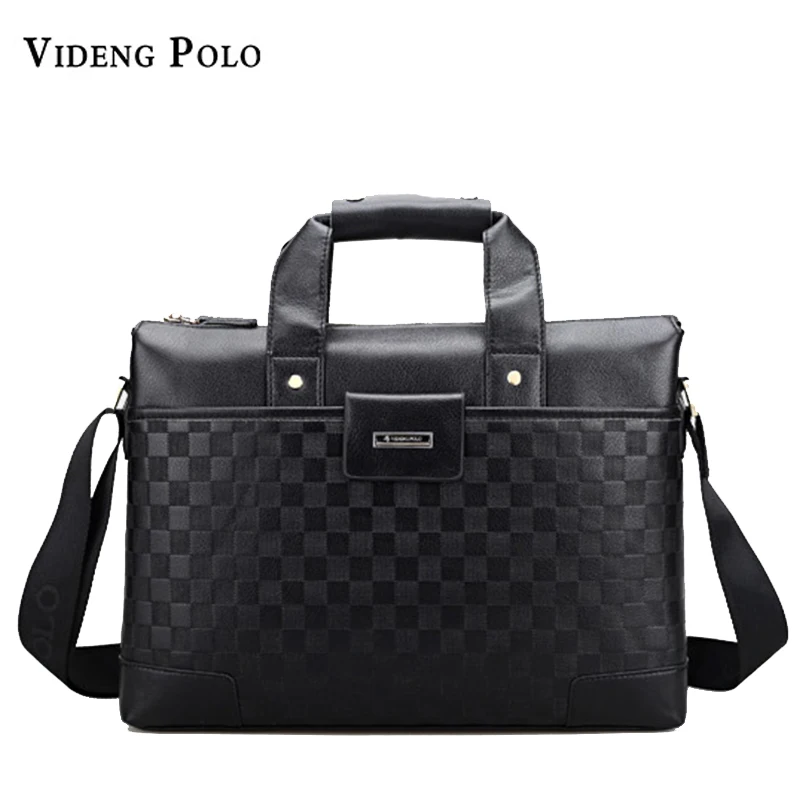 

VIDENG POLO Fashion Brand Men's Handbag Men Business Shoulder Messenger Bag PU Leather Briefcase for Man 14 inch Laptop Handbags