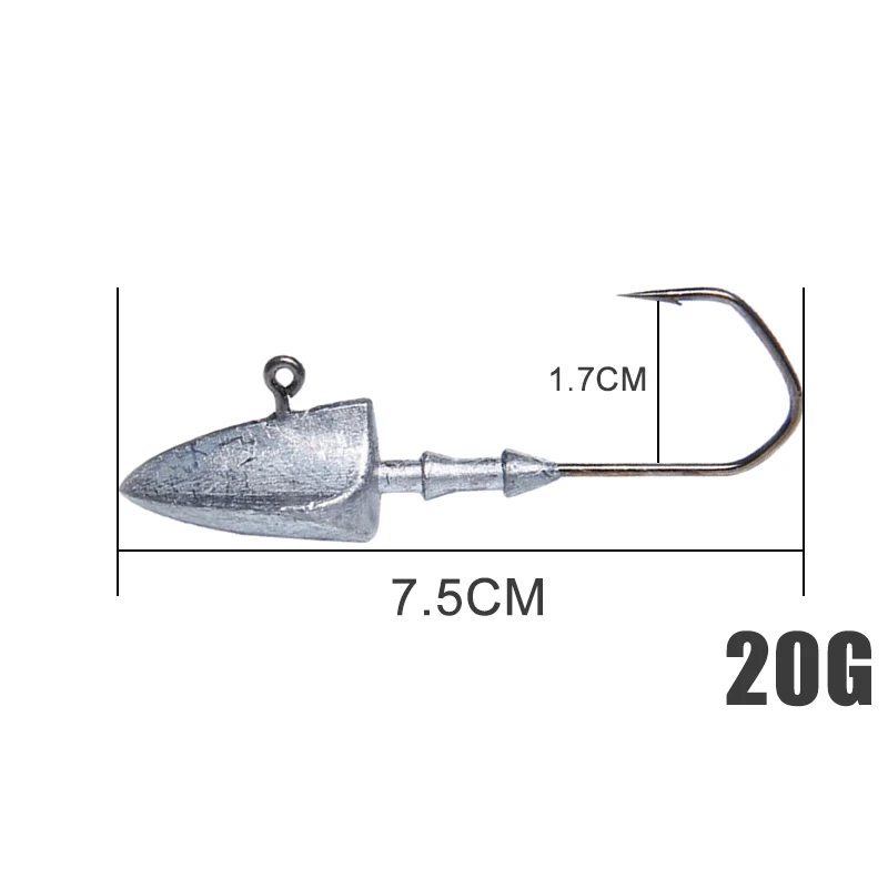 Мягкая приманка, свинцовая головка, крючок премиум класса, Мягкая приманка в виде червей, прочная джиг-головка, крючок, приманки, джигхад, рыболовные снасти, аксессуары для рыбалки - Цвет: 20g