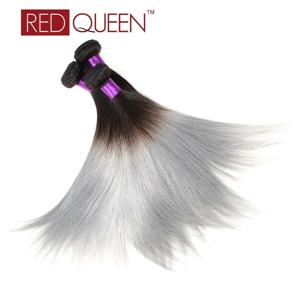 

8A Fashion Ombre Brazilian Hair T 1B Grey Hair Weave Two tone Human Hair Brazilian straight 3 Bundle Ombre Hair Extensions
