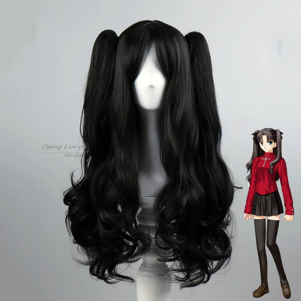Fate Stay Night Tohsaka Rin anime Cos Wig Black Grey Brown ...
