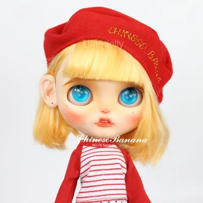 1 шт. карамельный цвет береты для Blyth кукла шляпа аксессуары - Цвет: red hat