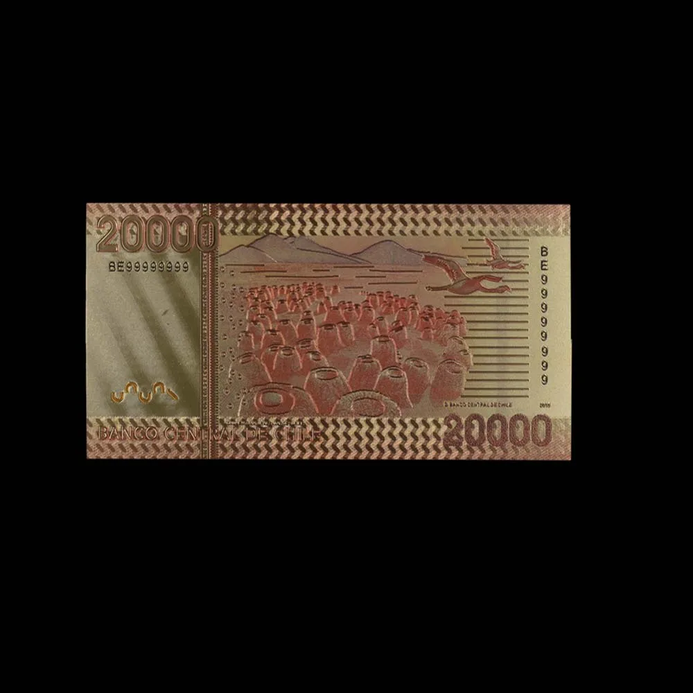 10 шт./лот новые продукты Домашний декор Чили 20000 песо цвет золотой банкноты новый